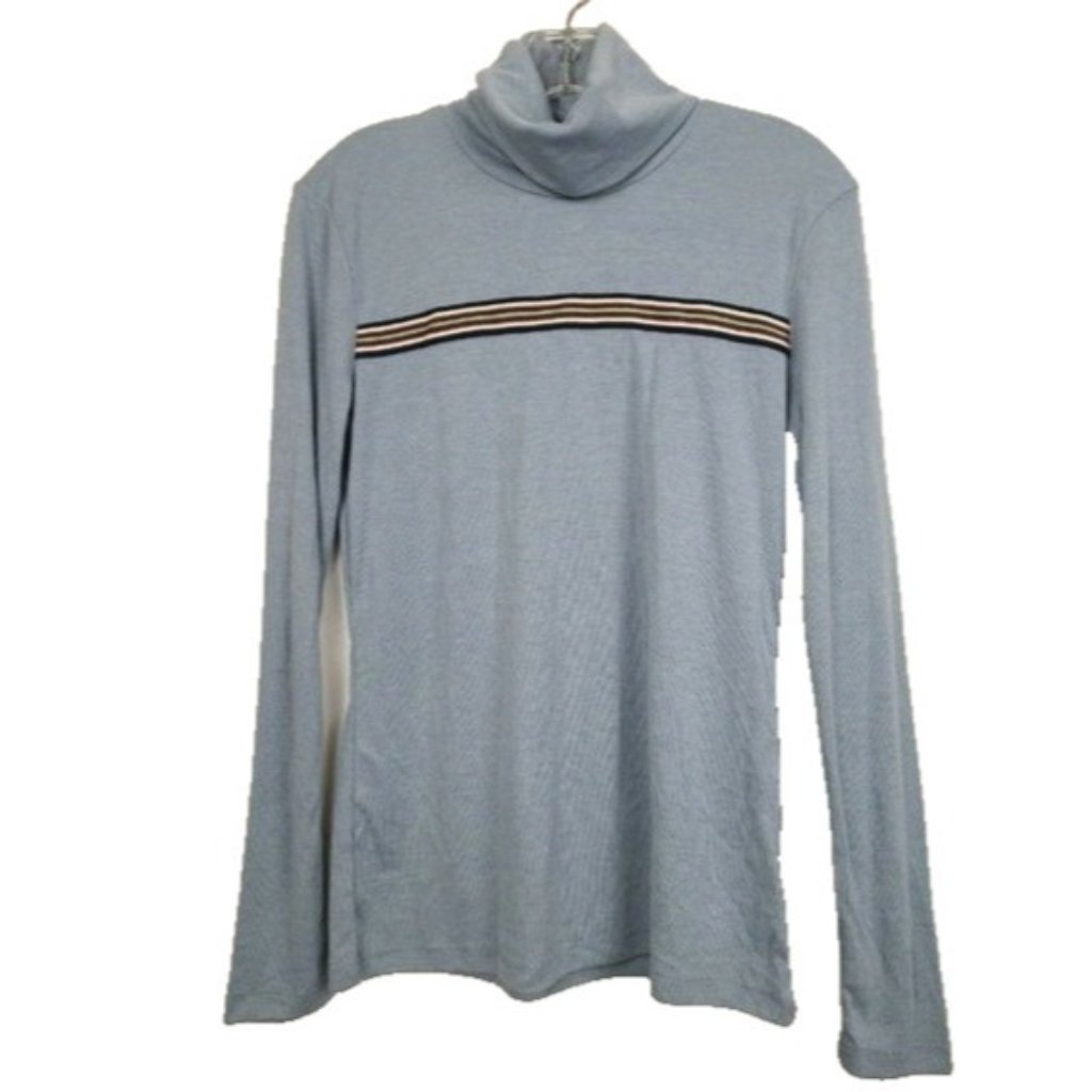 Wishlist Womens Top Medium Blue Mock Neck Long Sleeve Closet Staple Casual New